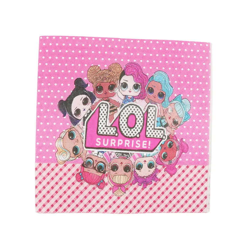 

LOL surprise Kids Birthday Party Set Decoration Party Supplies Paper Cup Plate Napkin Banner/Flag Hat Straw Candy/Popcorn box