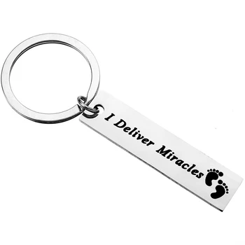 

I Deliver Miracles Keychain, Hand Stamped Midwife Keyring, Baby Keychain, Thank You Gift, Midwife Appreciation