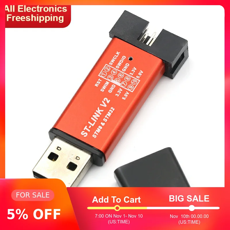 ST LINK Stlink ST-Link V2 Mini STM8 STM32 симулятор скачать программист Программирование с крышкой DuPont кабель