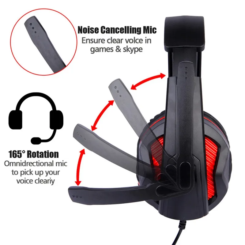 Gaming Headset casque Wired PC Stereo Earphones Headphones with Microphone for Xbox One Laptop Tablet Gamer