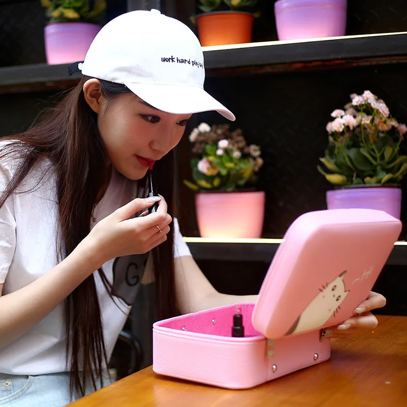 

Pu Hand Printed Storage Box Skincare Cosmetic Box Portable Travel Cosmetic Case Wechat Business Cosmetic Bag