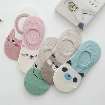 

Cartoon cute animal stockings children spring and summer shallow mouth invisible boat socks silicone antiskid socks