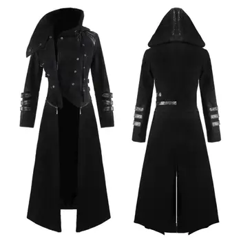

Vintage Long Style Zipper Men Autumn Winter Coat Outwear Party Stage
