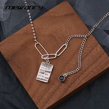 Mewanry 925 Sterling Silver Sweater Necklace for Women Vintage Party Black Zircon Square Brand Jewelry Birthday Gifts Wholesale