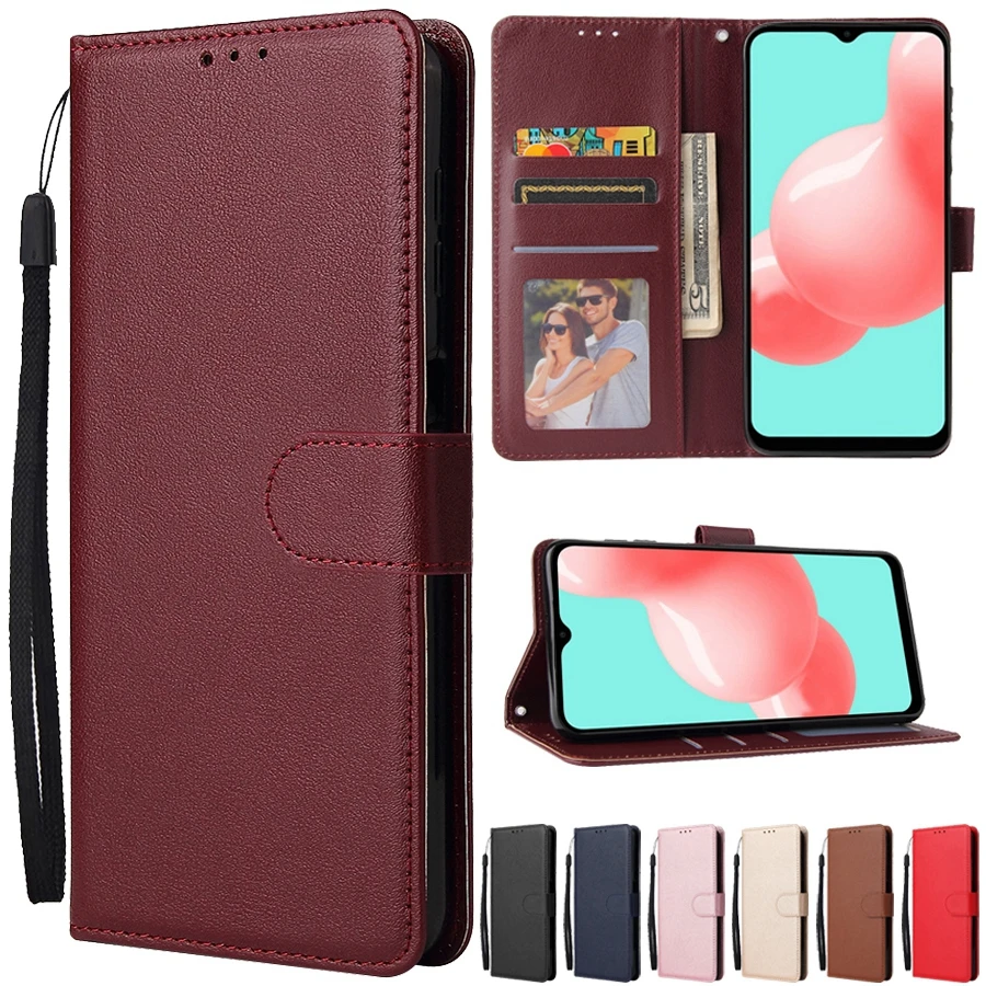 Cuero cartera Flip caso para Samsung Galaxy A02 A02S A12 A21S A22 A32 A52 A72 A82 A5/A6/A7/A8/A9 2018 J6/J7/J8 2018 M31 M31S M51