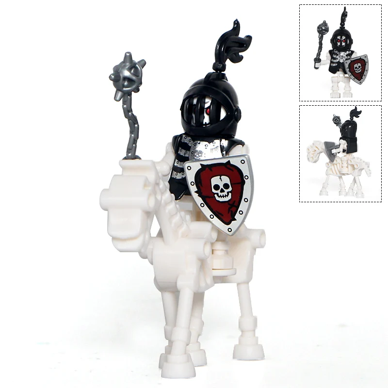 Medieval Castle Knight Shadow Bat Kingdom Soldier Army with Weapon Shield Helmet Spear Bricks Model Building Blocks Toys