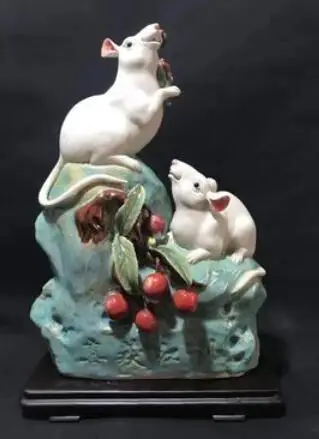 

Chinese zodiac rat Mouse zodiac decoration bonus Shek Wan ceramic doll lucky mascot High-end luxury Animal Sculpture statue carv