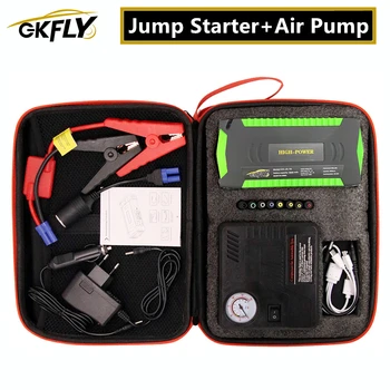 GKFLY Jump Starter Emergency Air Compressor Pump Starting Device Cables Booster Portable Power Bank Starting Petrol Diesel Car 1