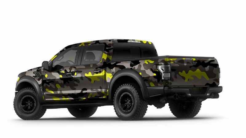 Special Offers Zwart Grijs Geel Camouflage Auto Sticker Decal Camo Auto Wrap Folie Met Lucht Gratis Bellen Voor Auto Body Wrapping