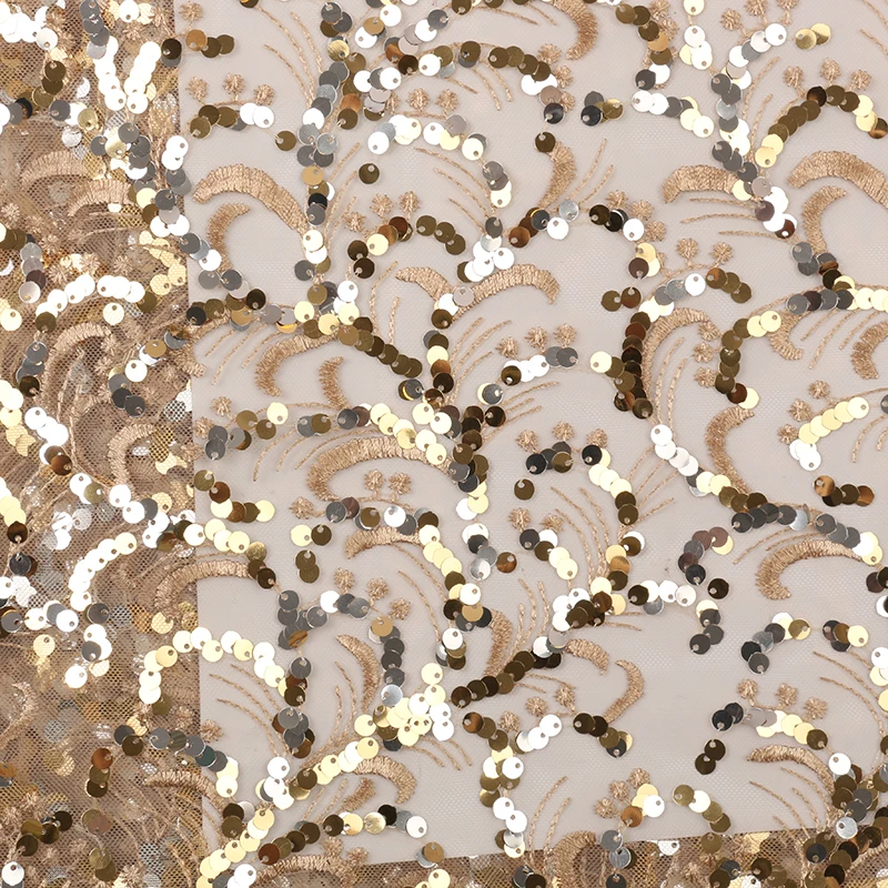 Серебряный цвет блестки кружевные ткани высокого качества нигерийские кружевные ткани с блестками африканский тюль сетка кружева для свадьбы APW2792B
