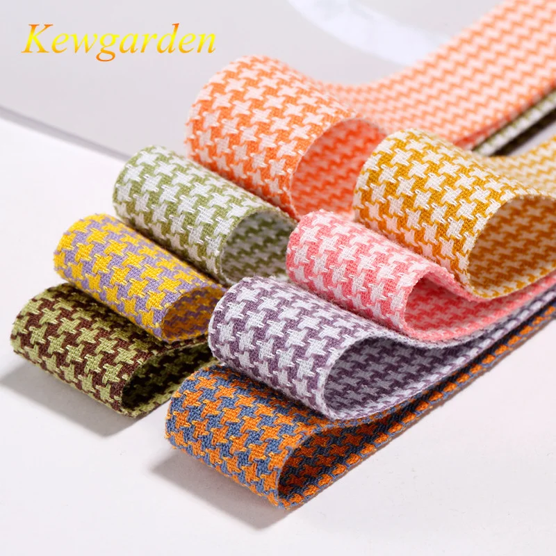 

Kewgarden Houndstooth Ribbon DIY Bow Children's Hair Accessories Make Hairpin Clothing Top Hat Gift Bouquet Packaging 10 Yards