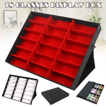 

Newest 18 Slots Glasses Protective Box Case Sunglass Display Storage Tray Organizer
