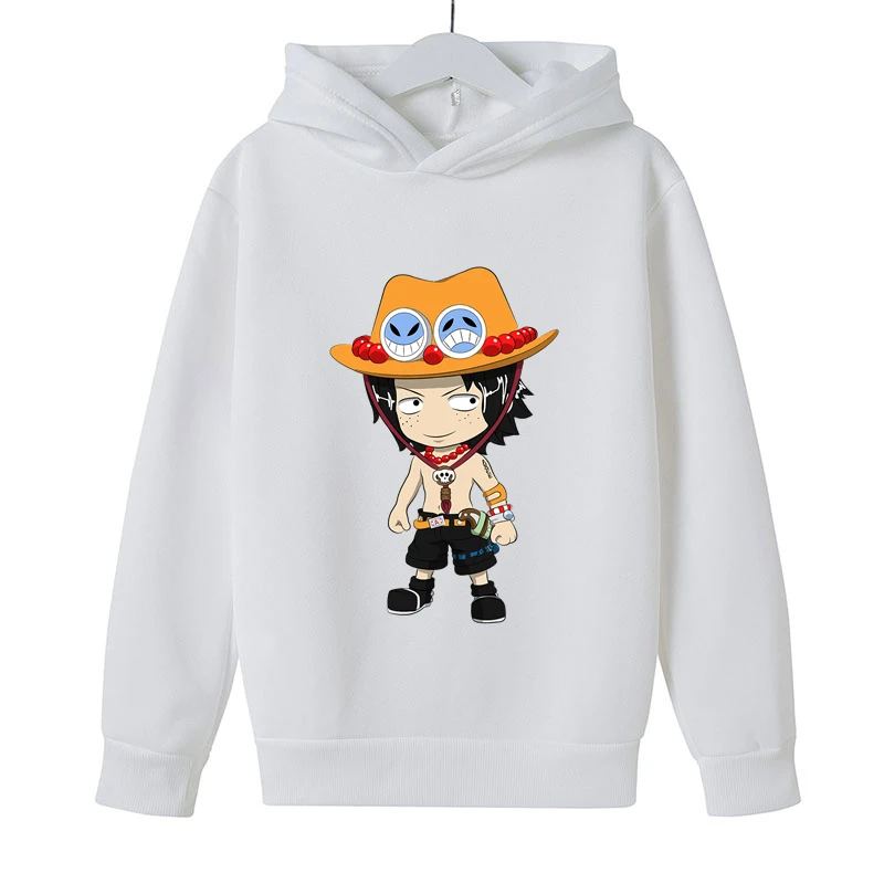 One Pieces Luffy Hoodies Sweatshirts Boys and Girls Fashion Red Black Gray Pink Autumn Winter Hoody Kids Brand Casual Tops children's hooded tops