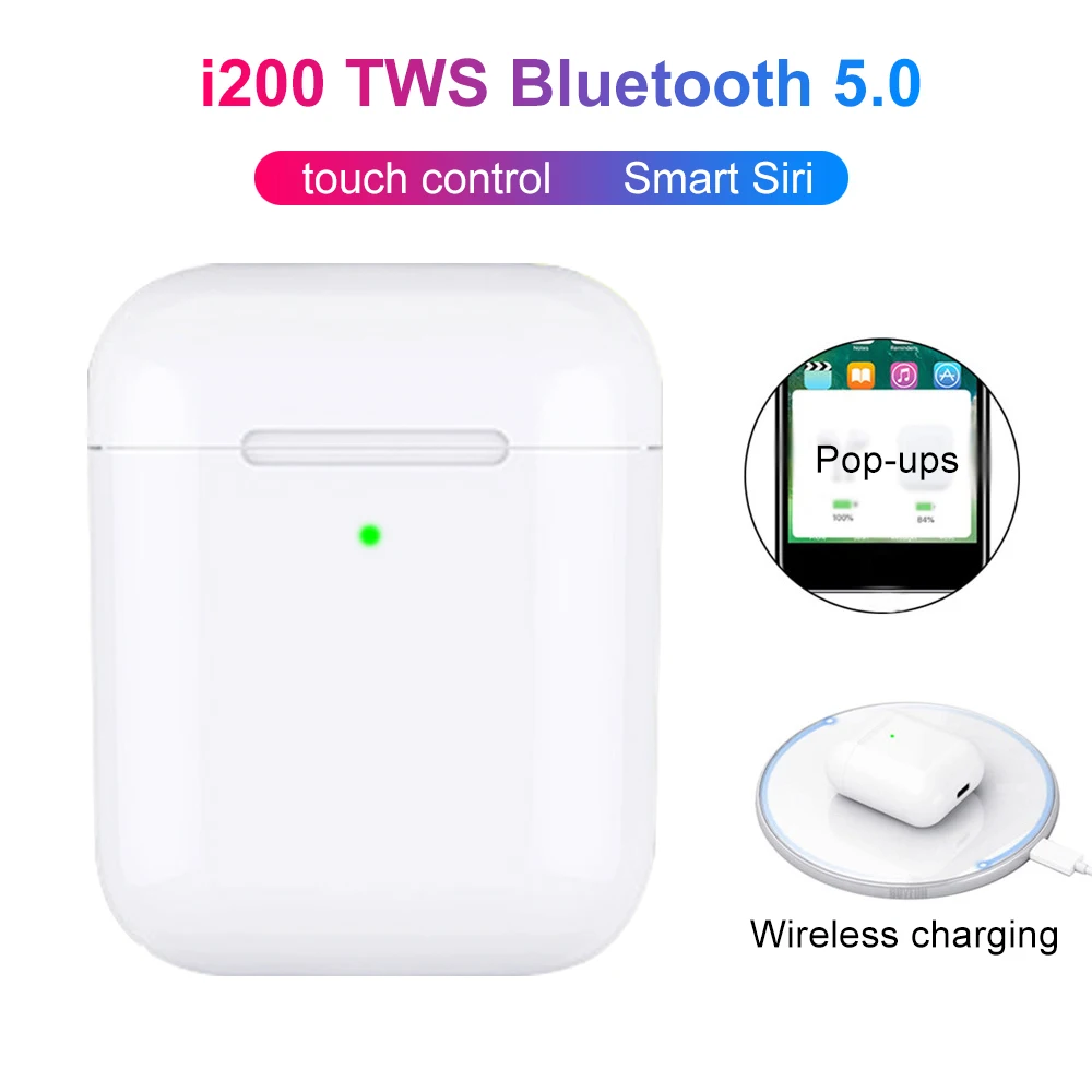 i200 TWS Aire 2nd Gen Bluetooth Earphones Smart Sensor Tap Control Earbuds Wireless Charging PK i800 i500 i100 i80 i60 i30 TWS