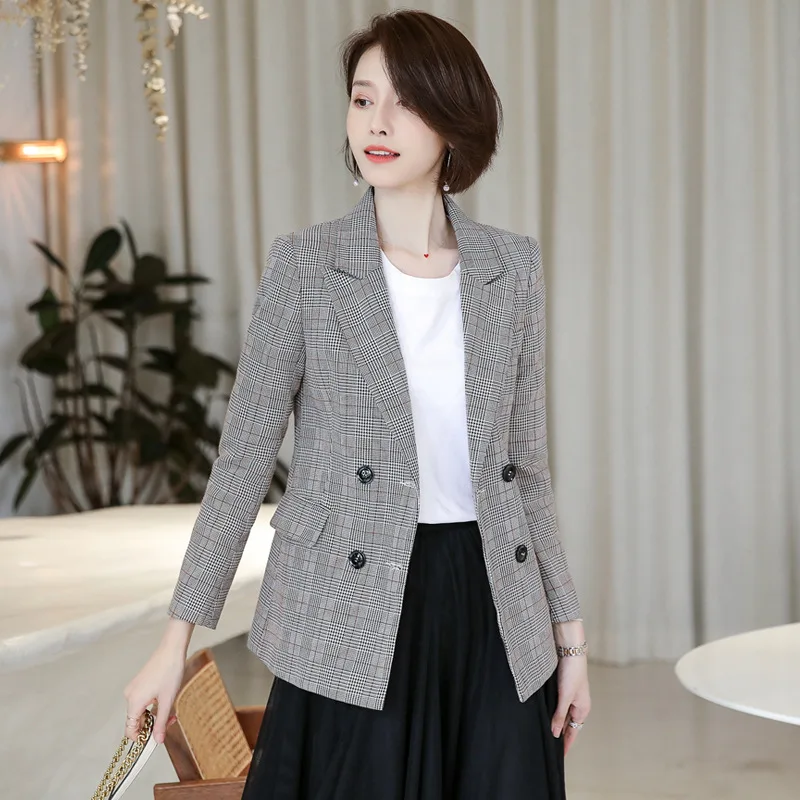 

Lx9505 Modern Small Ocean Gas Lining Skin England Plaid Small Suit Women's Slim Fit Leisure Suit Autumn And Winter Europe And Am