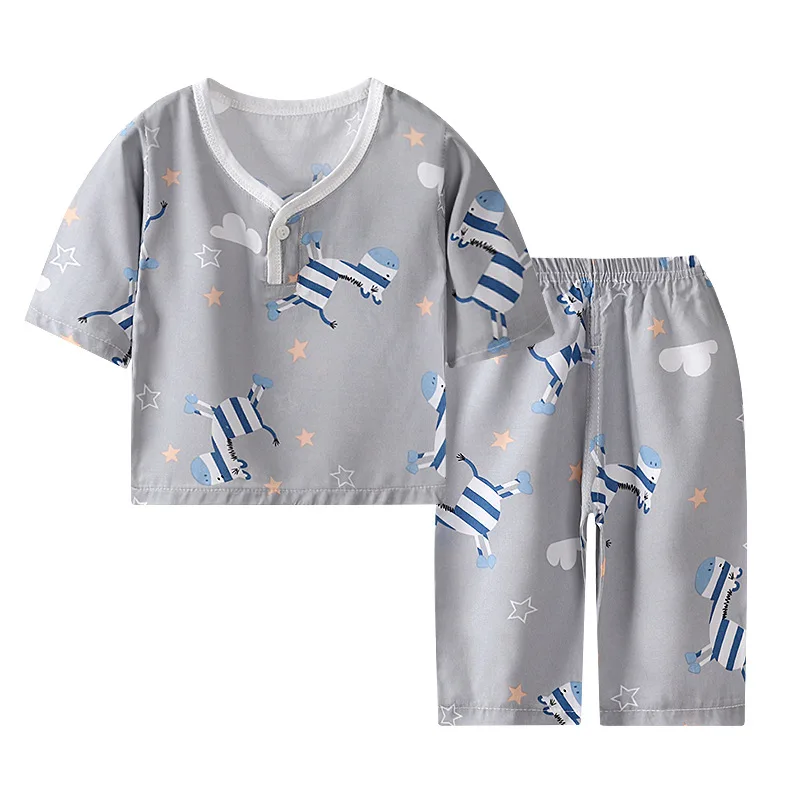 Летние пижамы для девочек пижама с рисунком для мальчиков Пижама с Марио Микки Маусом комплекты пижам для мальчиков и девочек детская одежда для сна BABAONIU - Цвет: K