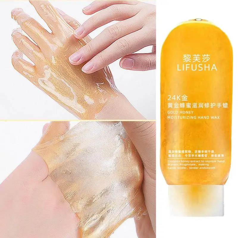 24K Gold Honey Hand Wax Moisturizing Nurishing Hydrating Mask Wax Whitening Hand Dead Skin Peel Hand Off Skin Exfoliating C D7N6