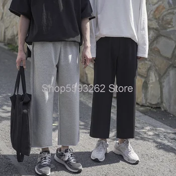 

2020 solid color versatile straight loose student Men's ankle-length pants 2020 trend casual pants