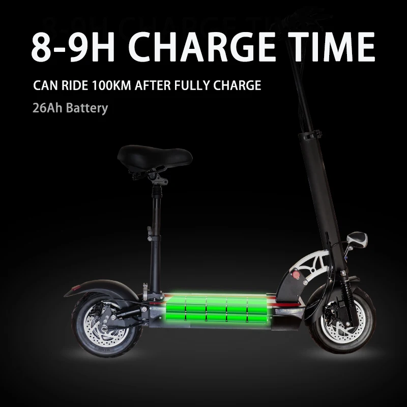 Patinete eléctrico para adultos, Scooter con de 100 W y asiento, rueda de 10 pulgadas, 48V, 26A, 1000 KM|Scooter eléctrico| - AliExpress