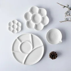Jingdezhen – Palette ronde en céramique, plat pour peinture à l'aquarelle, Gouache, fleur de prunier, fournitures d'art 