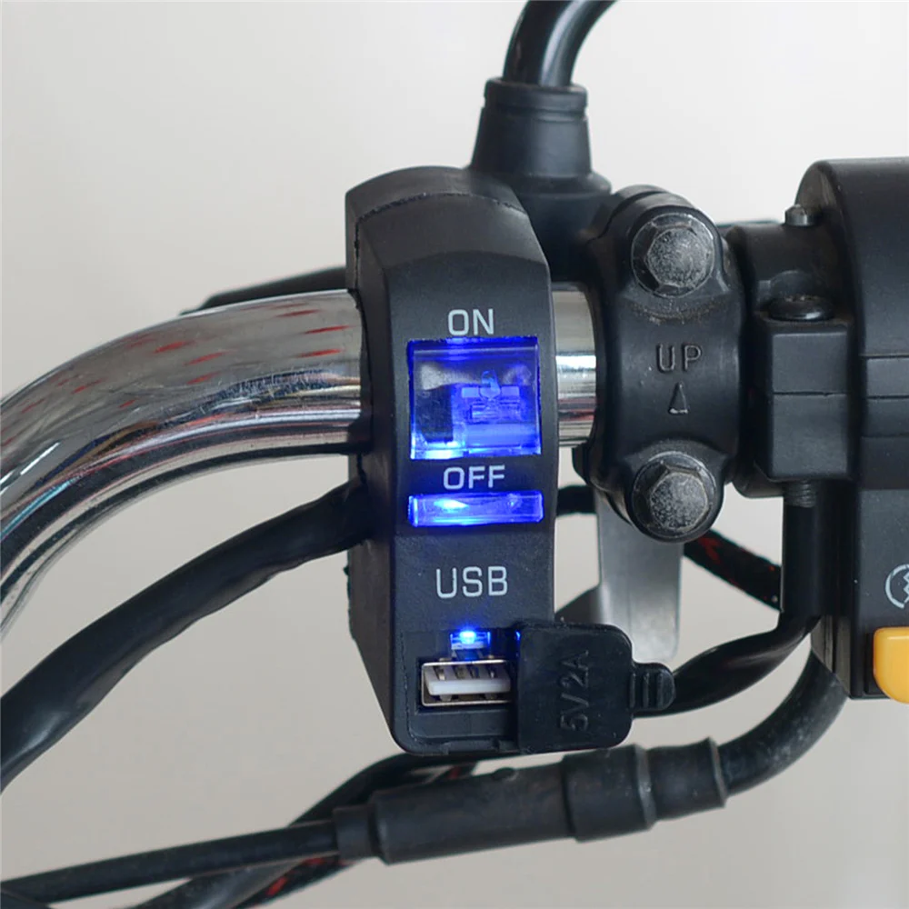 Мотоцикл телефон зарядка через usb фара переключатель аксессуары водонепроницаемый портативный мото автомобильное электрическое зарядное устройство