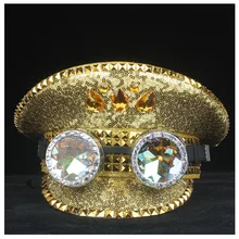 Стимпанк подлинный мужской женский шлем полиции с металлическими классами хлопковая шляпа для выступлений военная шляпа 3 размера