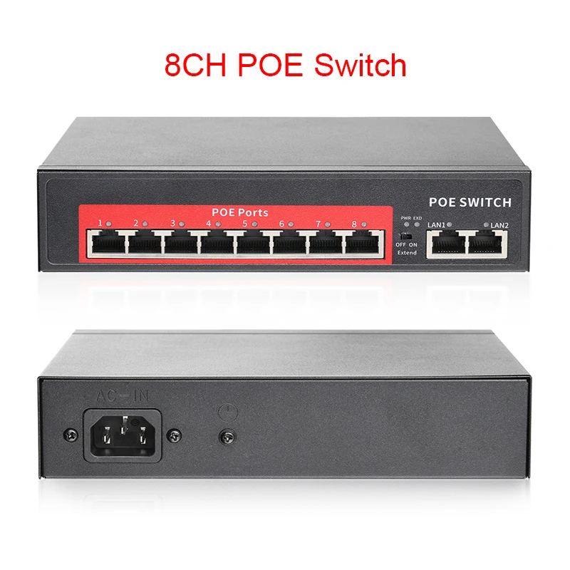Techage 4CH 8CH 48V Сетевой переключатель POE с 10/100 Мбит/с IEEE 802,3 af/по Ethernet ip-камера/Беспроводная AP/CCTV камера системы