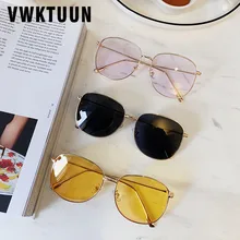 VWKTUUN, круглые солнцезащитные очки, для женщин, винтажные, негабаритные, солнцезащитные очки, металлическая оправа, очки, UV400, очки, прозрачные, океанские линзы, женские солнцезащитные очки