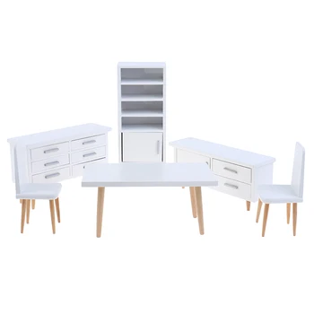 

Miniatures Wooden Dollhouse Furniture Set 1:12 for Dolls Simulation Wood Living Dining Room Furniture Kids Pretend Play dinette