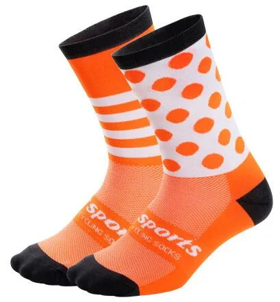 Брендовая Спортивная Спортивные носки с Обувь с дышащей сеткой ткань Носки для бега и велоспорта средней высоты колготки велосипед носки для Для мужчин и Для женщин - Цвет: orange