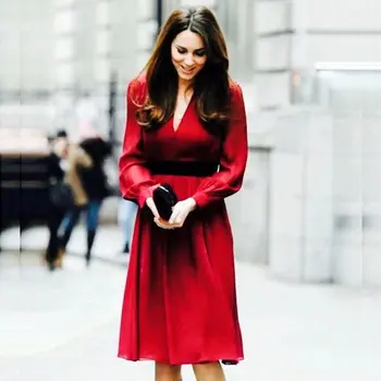 

The Duke and Duchess of Cambridge Star of the Same Paragraph 2020 Spring and Summer Women's Clothing Ol tong le Dress