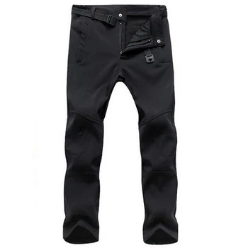 

Stretch waterproof pants men's casual winter thickened warm fleece shark skin trousers