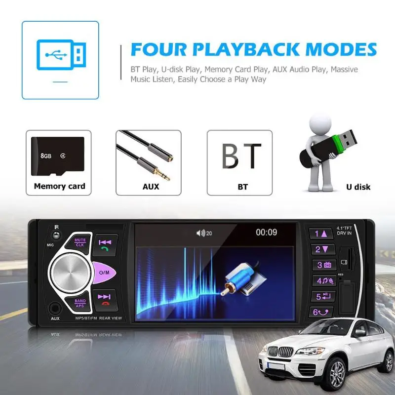 Новинка 1 шт. 4022D 4 дюйма автомобильный стереопроигрыватель MP5 Bluetooth USB tf карта AUX u
