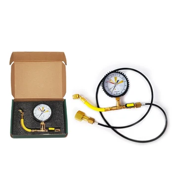 

1m tube -1-60bar flex hose with valve gauge for nitrogen gas testing pressure gauge Freon Refrigerant brass ball valve