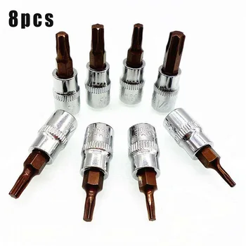 

T8-T40 Torx Bits Socket T8 T10 T15 T20 T25 T27 T30 T40 8Pcs 1/4 inches 6.35mm
