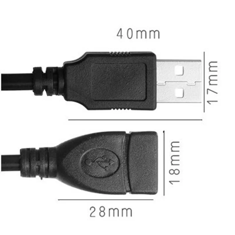 Enhanced USB 2.0 High-Speed Extension Cable with Magnetic Ring - Black, Multiple Lengths Available