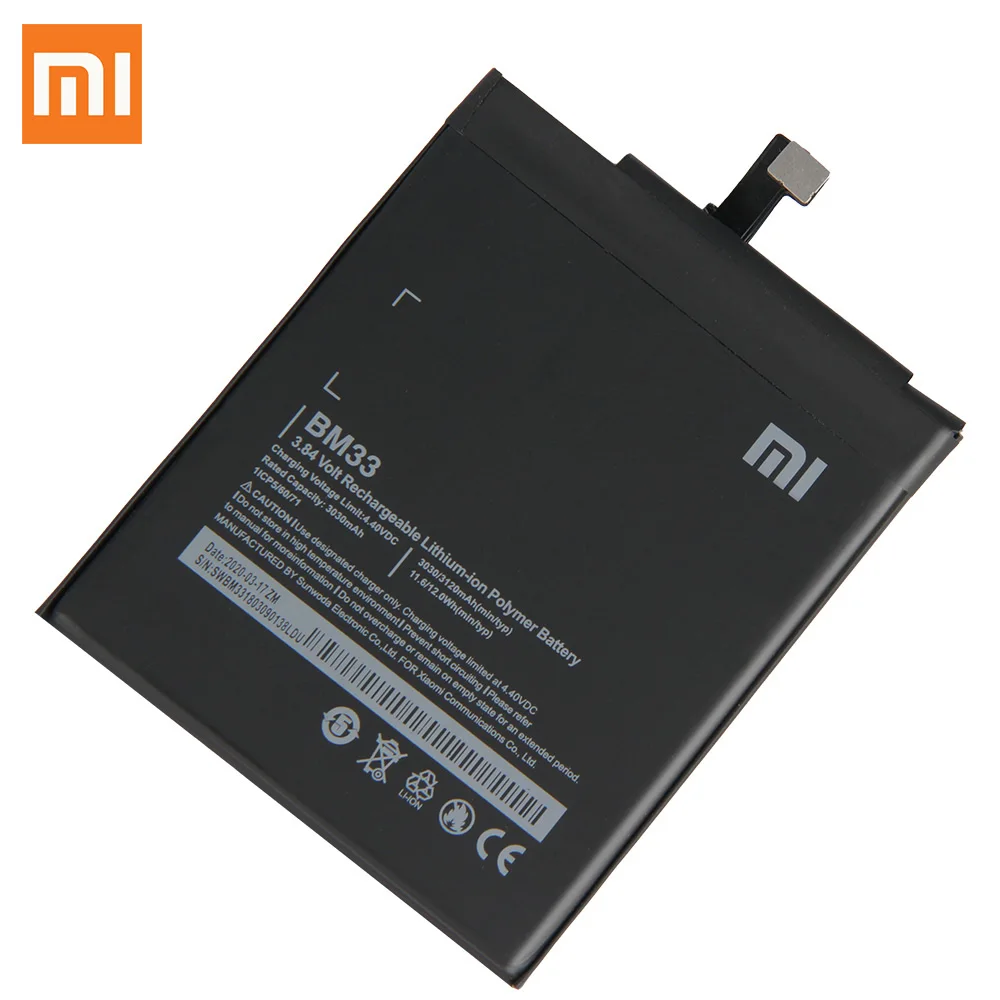 Оригинальная запасная батарея для Xiaomi Mi 4i Mi4i BM33 натуральная телефона 3120