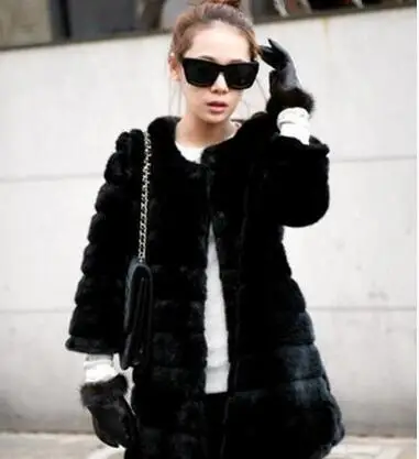 Vetement Женская Зимняя коллекция года, новое пальто с искусственным мехом, пальто с кроличьим мехом, женсткая куртка с меховым капюшоном, Повседневная норковая верхняя одежда, AR88