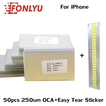 

50pcs/ 250um OCA Optical Clear Adhesive for iPhone7 8 6 6s Plus X XR XS max 11 OCA Glue Touch Glass Lens Film easy tear sticker