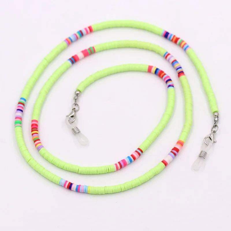 Multicolor Clay Beads String Long Chain Mask Strap Boho Colorful