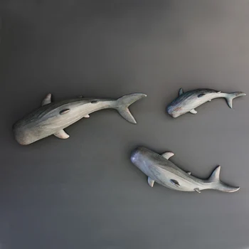 

Creative Retro Shark Figures Resin Fish Sculpture Bar Restaurant Store Wall Decoration Pendant Living Room Wall Statues