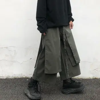 

2020 Autumn New Man's Dark High Street Ins Style Trousers Loose Large Size Multi-layer Wide Leg Casual Pants M-XL