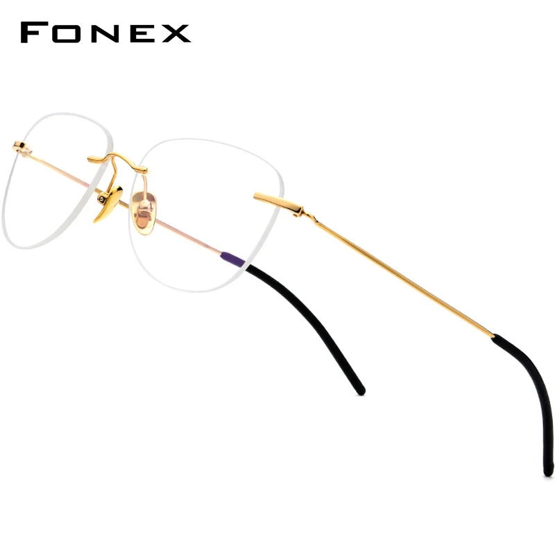 FONEX Оправа для очков без оправы B из чистого титана женские очки по рецепту оправа