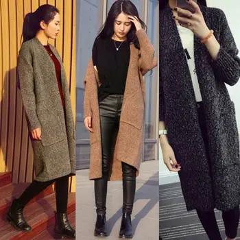 

Fashion Women's Long Coat Jacket Windbreaker Outwear Warm Wool Slim