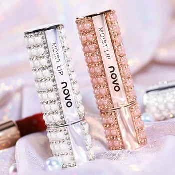 

New Novo Pearls Diamond Shinny Jewerly Lipstick Matte Waterproof Long lasting Easy to wear Lips Makeup Nude Cosmetic Sexy Color