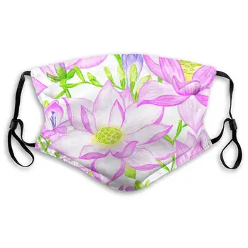 

Cute Flowers Lotus Buds Pattern Unisex Anti-Pollution Mask Dust Mask with Filter Mask Black