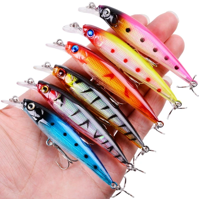 8pcs 7.5g 9cm Minnow Fishing Lures Bionic 3D Eyes Laser Hard Artificial Bait  Swimbait Fish