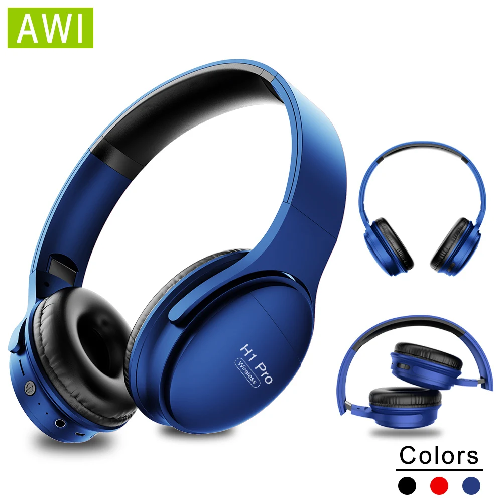 AWI H1 Bluetooth Kopfhörer Wireless Headset Stereo Über ohr Noise Cancelling kopfhörer Gaming Headset mit Mic Unterstützung TF Karte