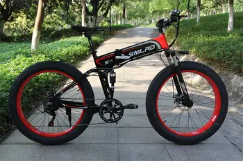 

26 Inch Fat Tire Ebike 1000W 12.8AH Powerful Motor Folding Electric Beach Snow Bicycle Aluminum Alloy Travel Fold Bike Adult