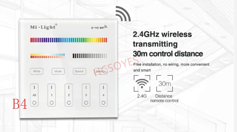Беспроводной пульт управления Mi light 2,4G RF FUT043/FUT044/FUT045 RGB+ CCT/RGBW светодиодные полосы дистанционного управления